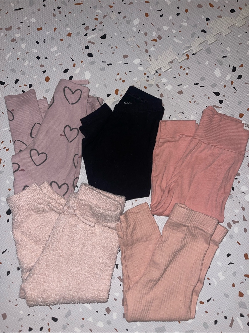 Girls' 5-Pack Leggings + Pants — Pink & Black